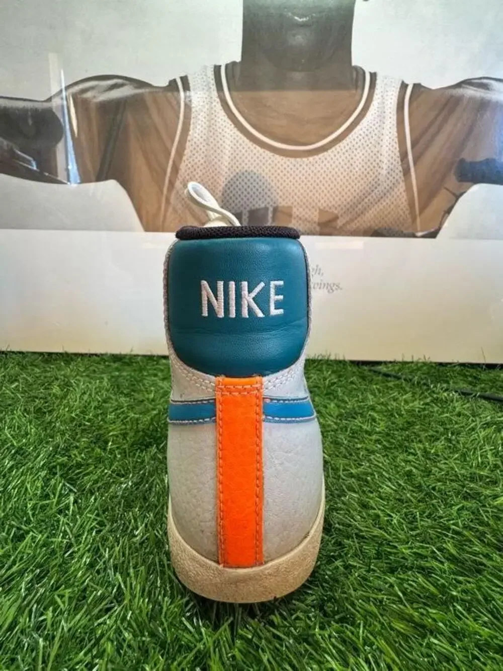 Nike Blazer Mid Shoes Youth 7Y White Blue High Top Leather Basketball Sneakers